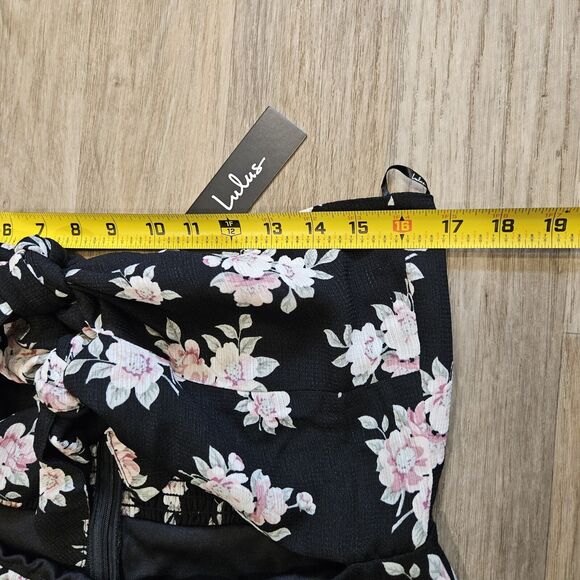 Lulus Strapless Tie Front Mini Dress Womens XL Black Floral Boho Festival Party - Picture 8 of 10